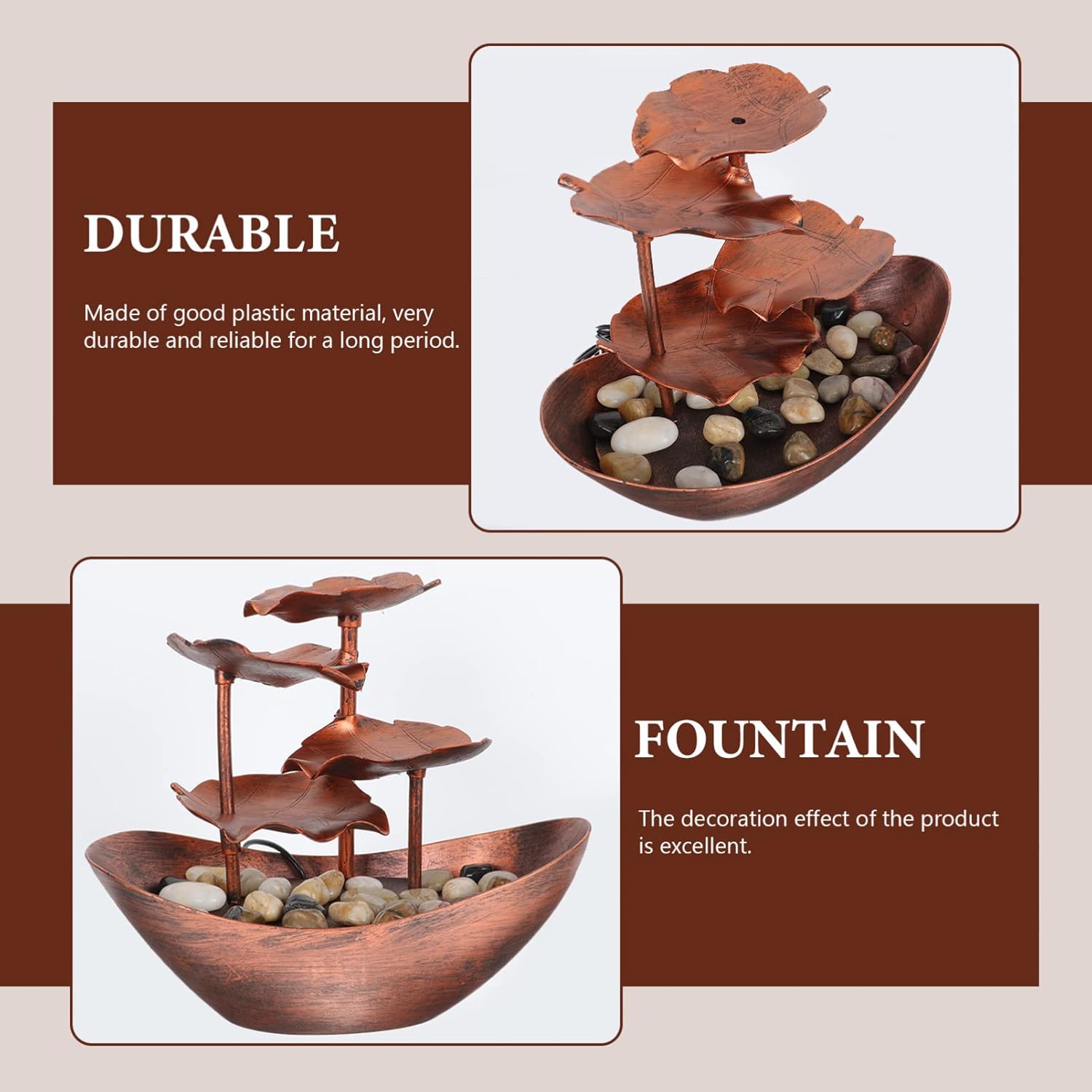 STOBAZA Tabletop Water Fountain Ornament Garden Water Features Night Light Indoor Waterfall Ornament