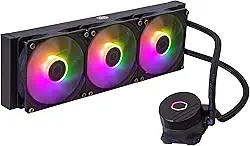 Cooler Master MasterLiquid 360L Core 360mm Close-Loop AIO Liquid Cooler, sincronização ARGB, bomba Coldplate Gen S, PWM de 120 mm, AMD Ryzen AM5/AM4, Intel LGA1700/1200- Preto