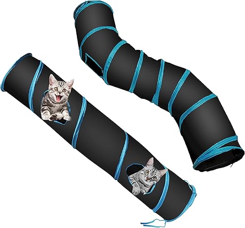Miniatura 12 de PetLike S Way - Túnel para gatos plegable para mascotas, tubo escondido, juguete con pelota (S-Way, gris) Negro,Marrón,Gris,Gris y