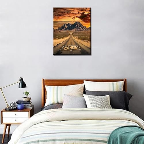 Miniatura 3 de America Route 66 - Pintura de montaña al atardecer por números, 16 x 20 pulgadas, lienzo de paisaje de EE. UU., pintura acrílica al óleo para niños