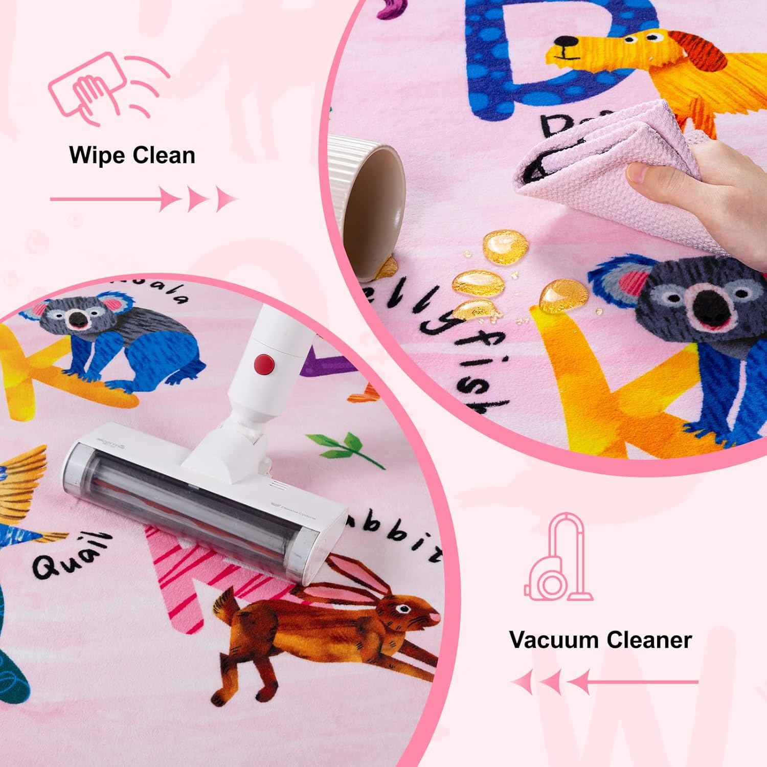 6x9 ABC Classroom Rug for Kids Playroom, Alphabet Rug with 26 Animals, Non-Slip Washable Kids Carpet, Educational Preschool Play Mat for Daycare, Nursery, Toddler Bedroom
