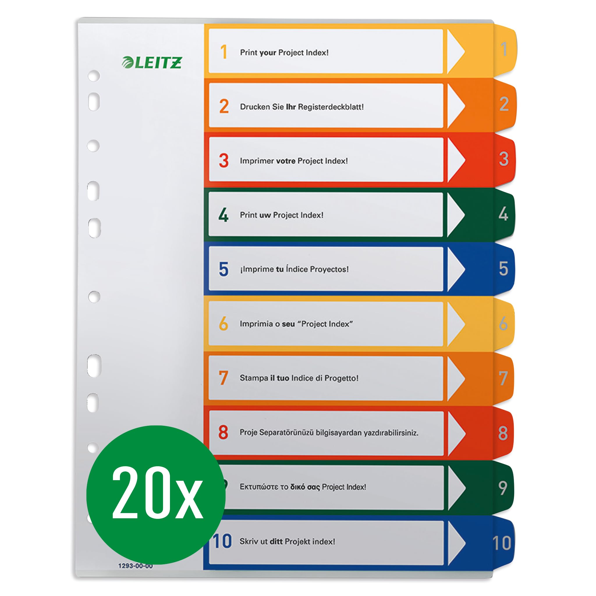 Leitz Printable Dividers, 1 to 10, A4, Multicolour - Outer carton of