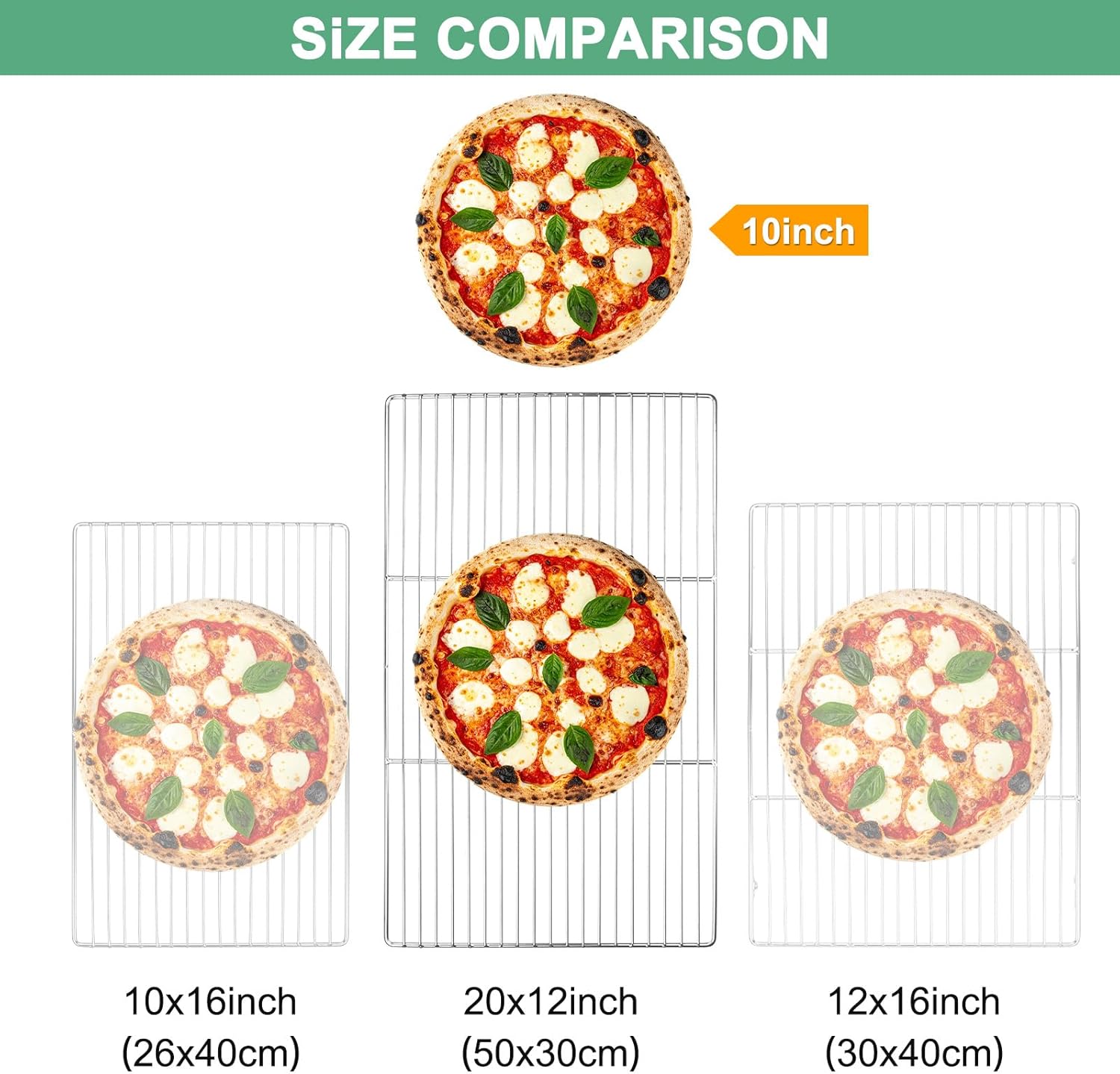 2-Pack Cooling Rack, 20" x 12" Stainless Steel Baking Rack for BBQ/Cooking/Roasting/Grilling/Steaming/Drying, Wire Cooling Rack for Baking [Silver]