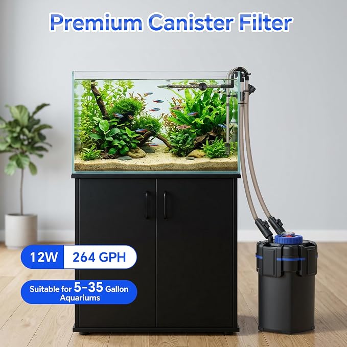 Filtro Canister fishkeeper, 264GPH/1000 LPH con Prefiltro para acuarios hasta 35 galones miniatura 5
