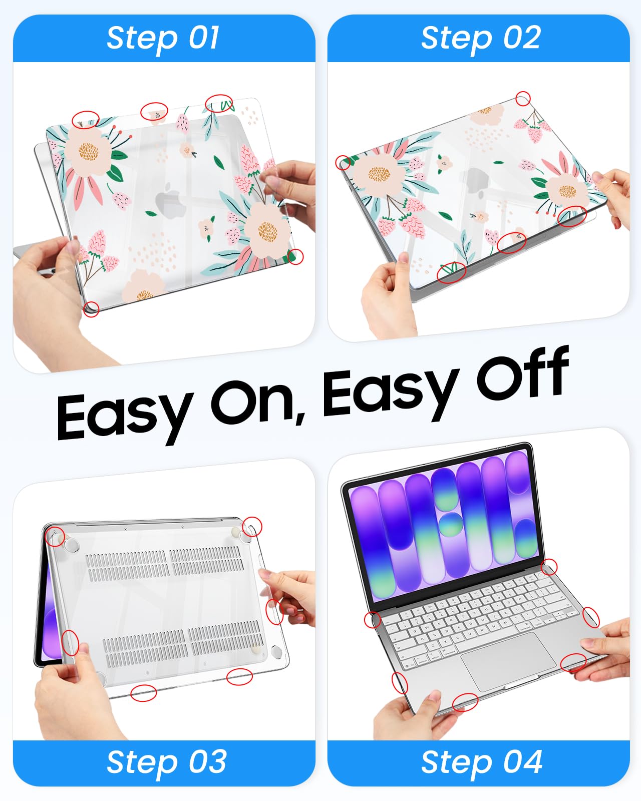 FINTIE Coque MacBook Neo 13 Pouces 2026 A3404 Série Motifs Fine Légère Rigide Plastique Camélia
