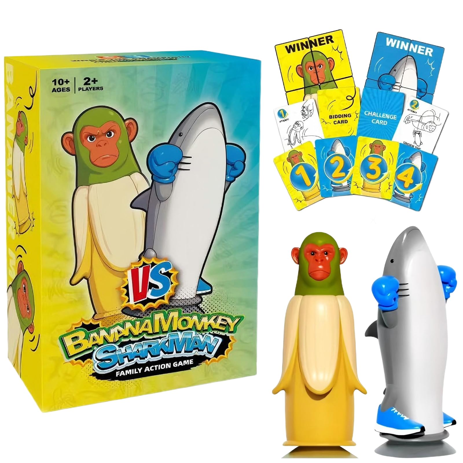 FeiatPogra Italian Brainrot Flip Game: Monkey vs Shark Challenge - Epic Party Game for Families & Adults, Fun Board Games for Nights, Toys with Smooth ABS and Strong Silicone Suction