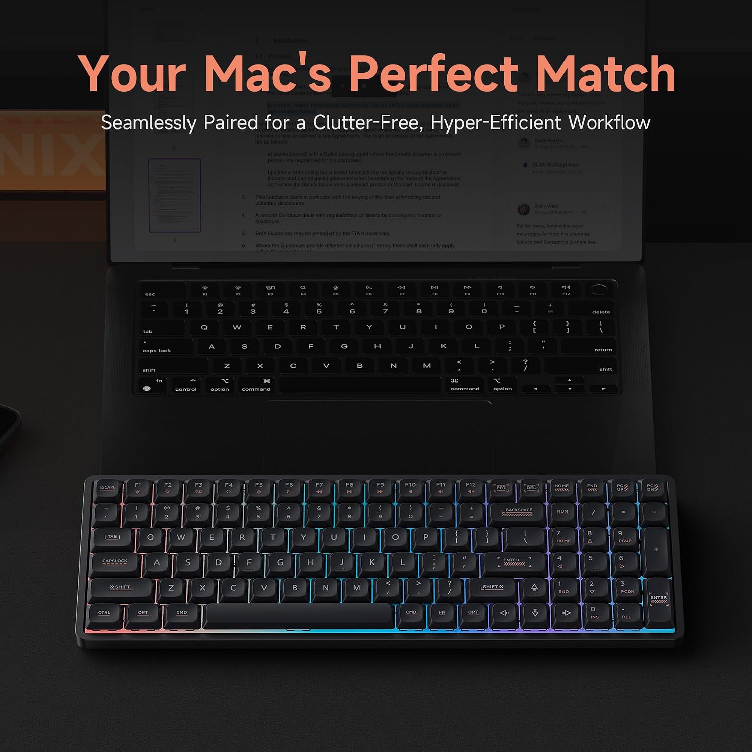 IQUNIX Magi96 Low Profile Wireless Mechanical Keyboard – Full 100-Key Layout, Hot-Swappable, RGB Backlit, Full Aluminum, VIA Customizable, Mac/Windows/Linux, Tri-Mode