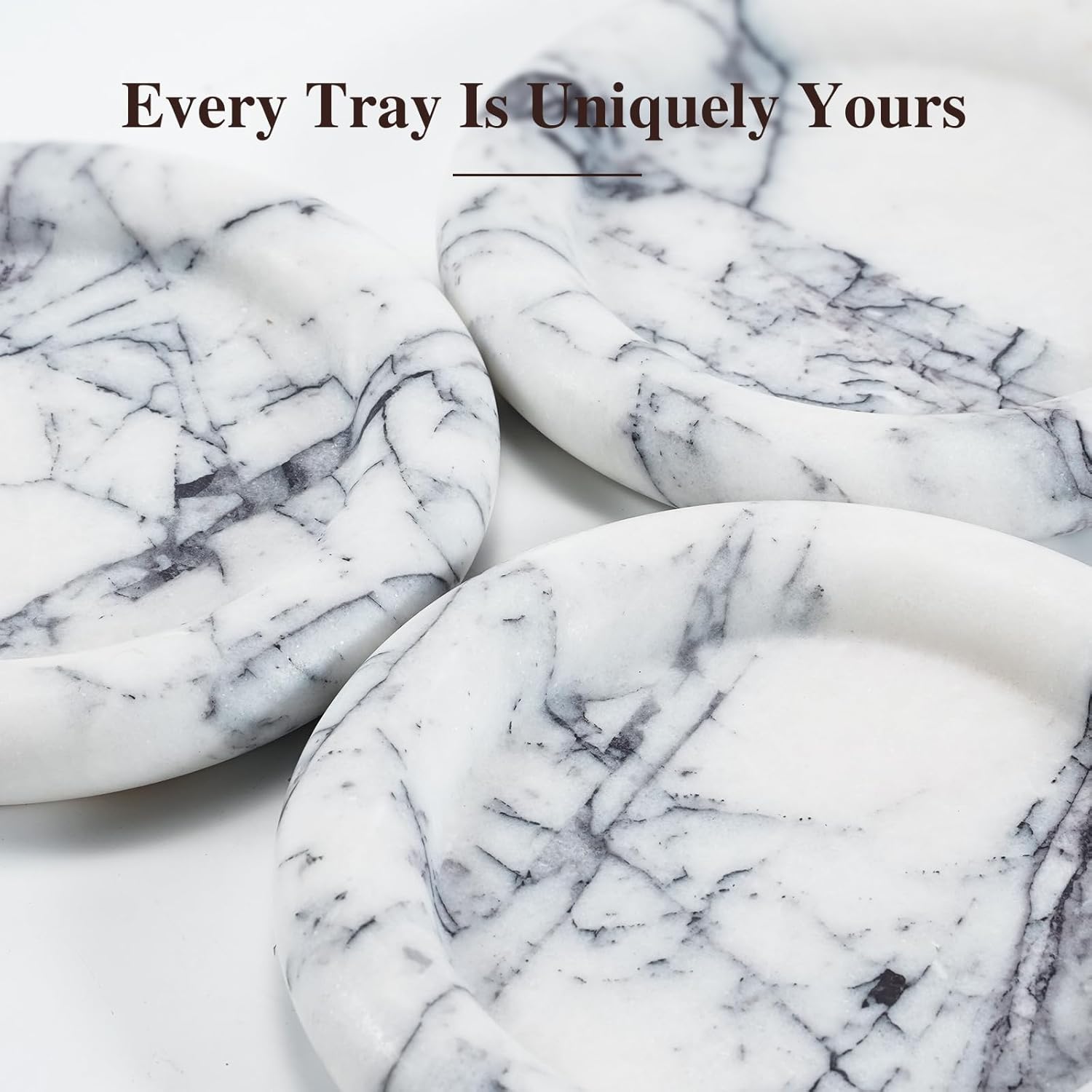 Lilac Marble Tray - Round Vanity Tray for Jewelry & Makeup Organizer, Decorative Coffee Table Tray for Bathroom, Bedroom, and Dressing Table