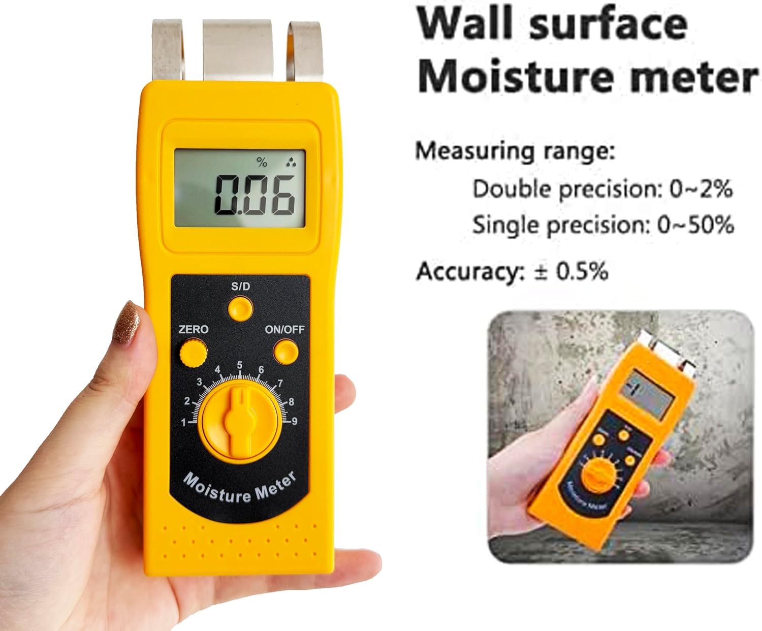 Wall Surface Concrete Moisture Meter of Glass Cement Brick Moisture Content Tester
