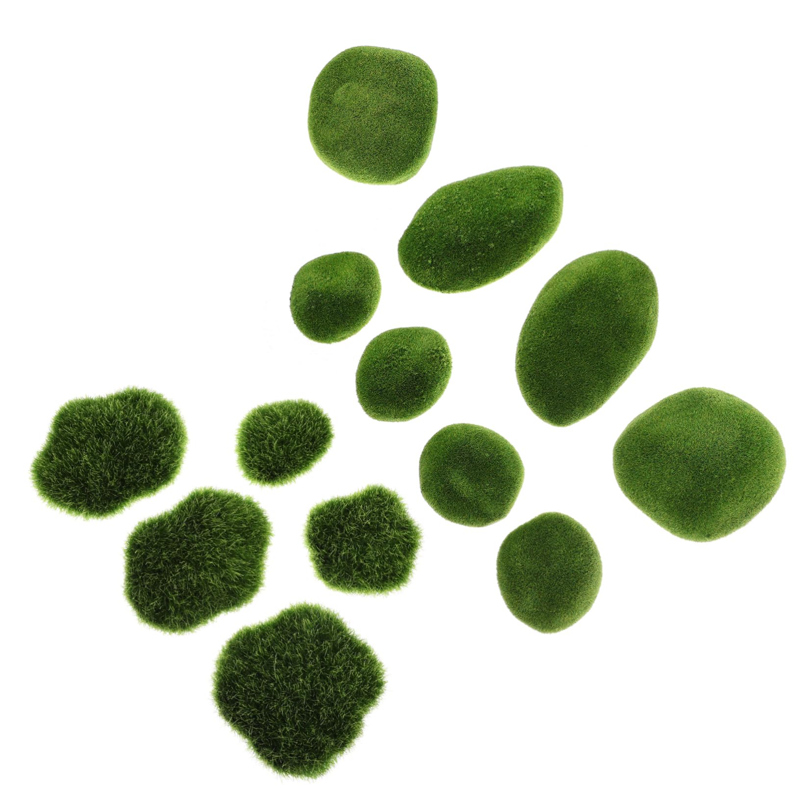 HOODANCOS 13Pcs Simulation Stone Flocking Ornament for DIY Garden Decoration Lightweight Faux Moss Stones for Potted Plants Bonsai Fish Tanks and Home Decor