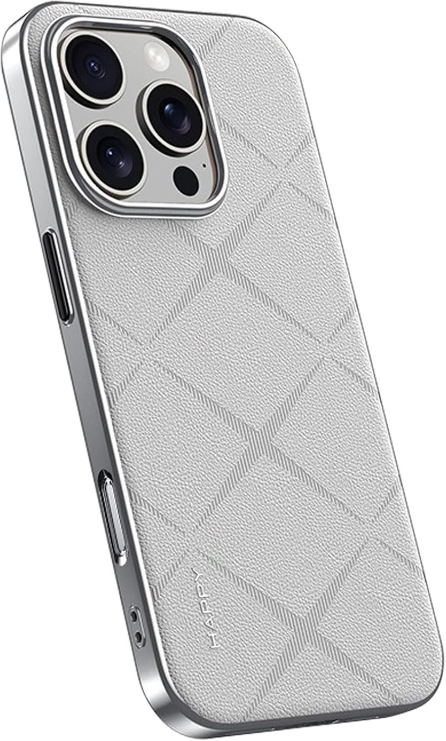 Case for iPhone 16/16 Plus/16 Pro/16 Pro Max, Luxury Leather Electroplated Bumper, Scratch-Resistant Anti-Fingerprint Cover