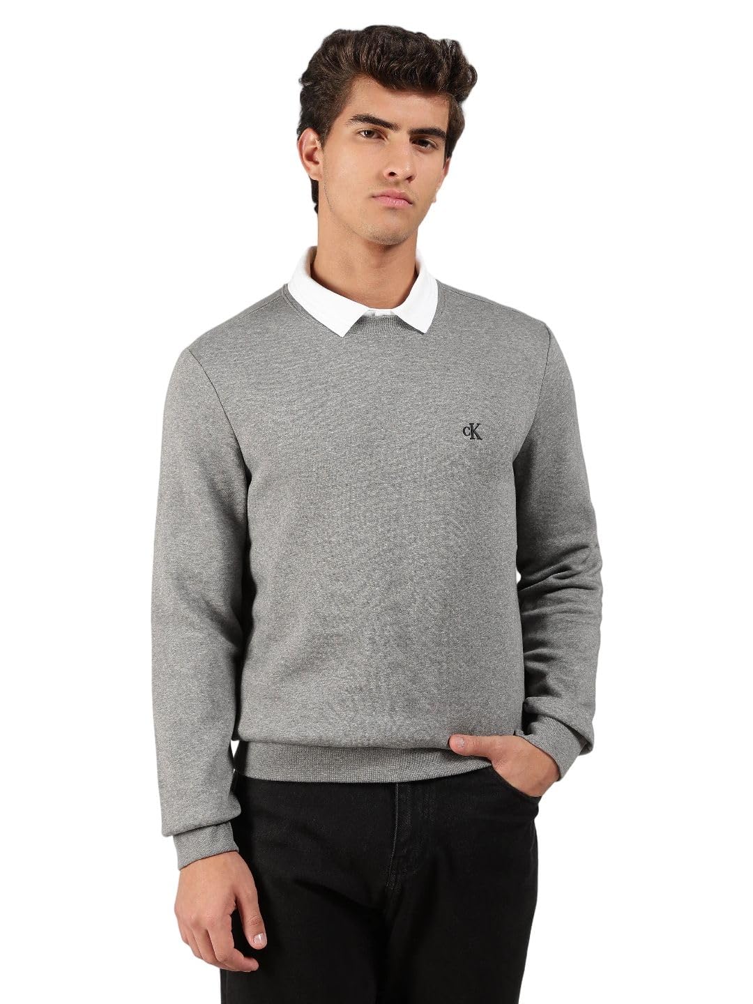 calvin klein jeans Solid Regular fit Cotton Sweatshirt-picture-25