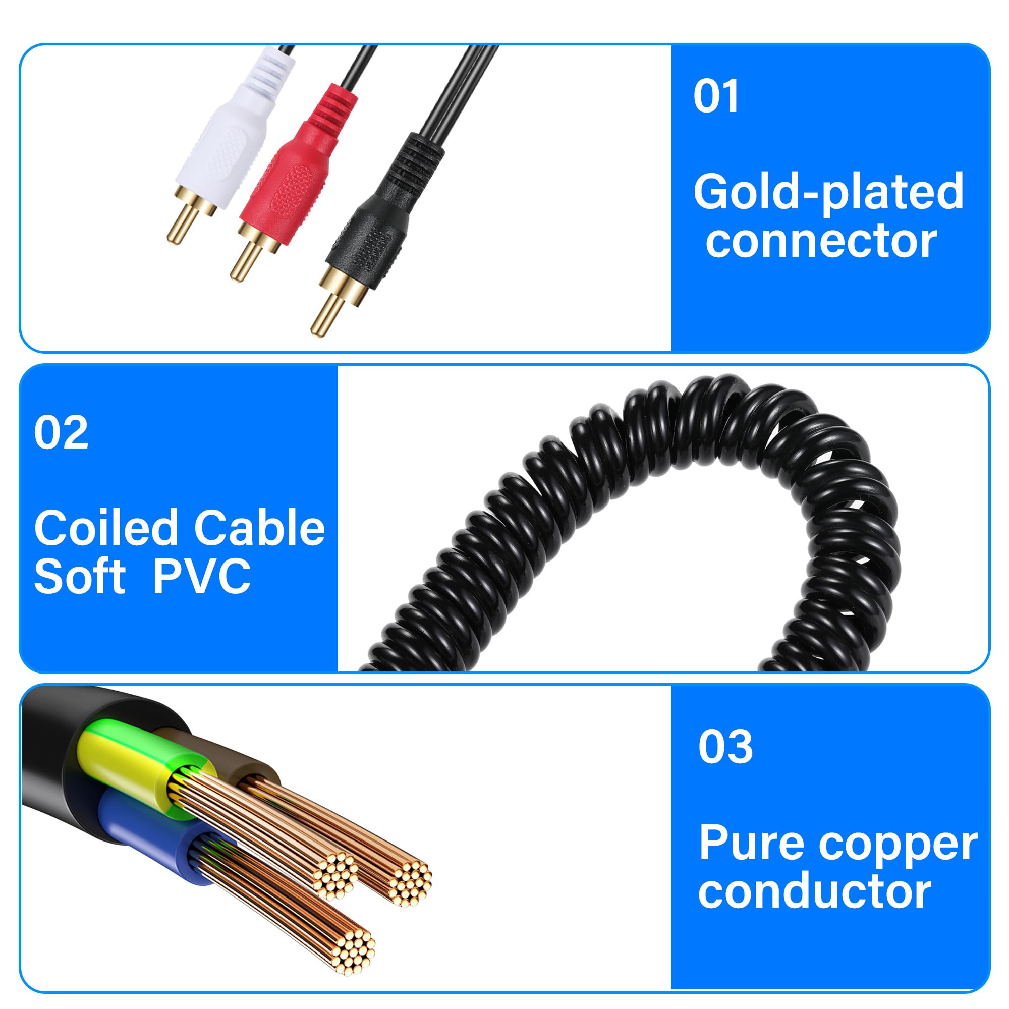 Câble Audio Séparateur Y RCA Mâle Vers 2 Prises Femelles, Connecteur