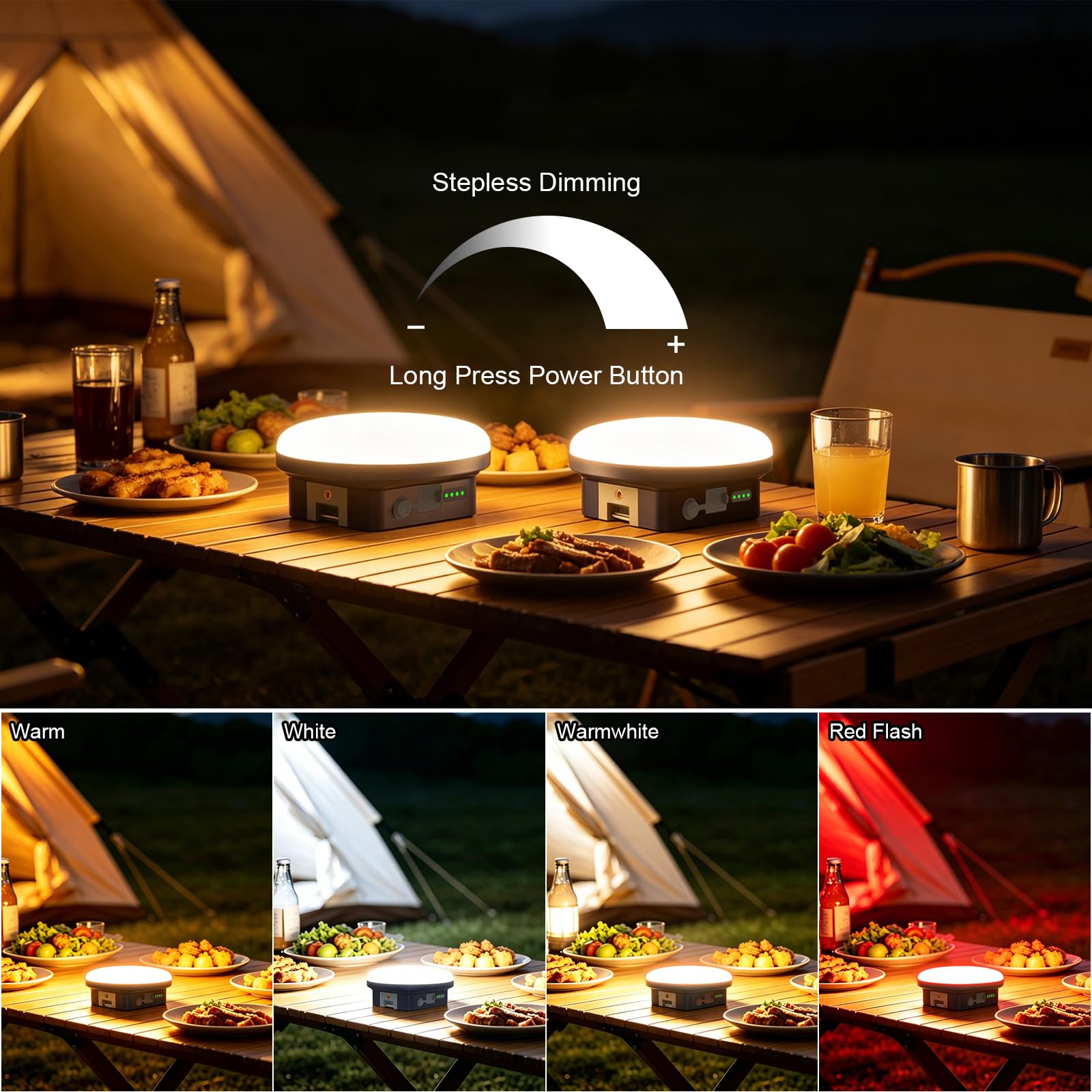 Lampe Camping Rechargeable 12000 mAh, Luminosité Réglable (40W)