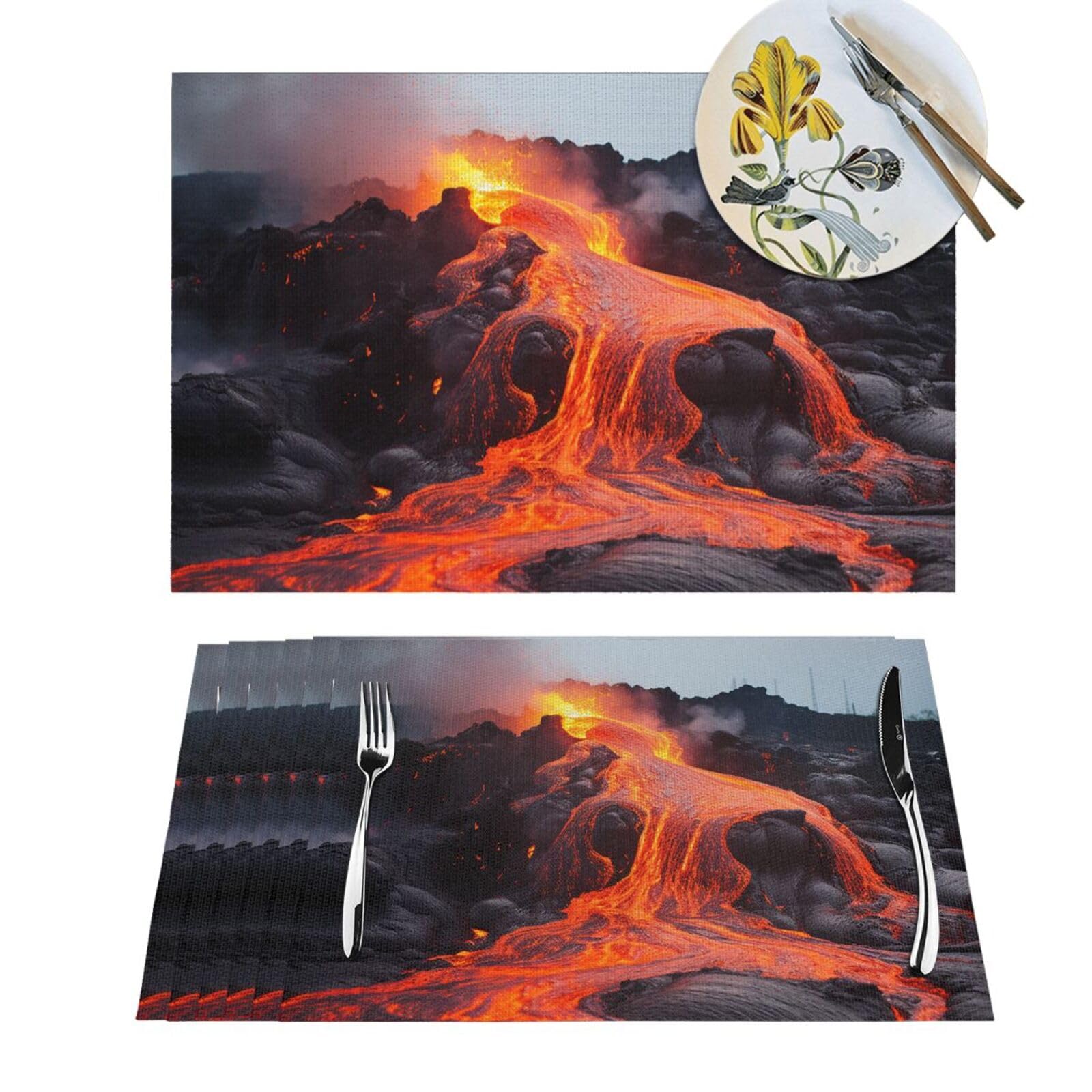 Set de table en vinyle rouge Kilauea pour des repas conviviaux colorés