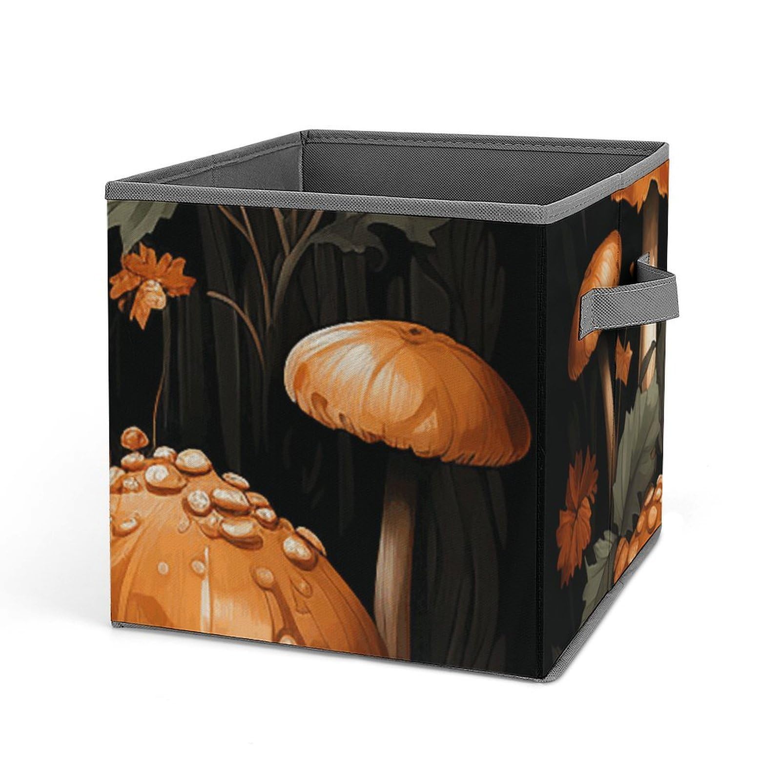 Khauerbc Style Rabbit With Mushrooms Fabric Bins With Double Handles.storage Basket Is Cube Collapsible Organizers.square Baskets For Organization, Closet, Shelves, Offices, Toys.