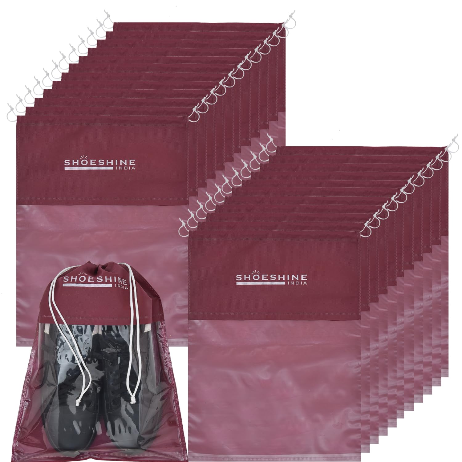 Shoe Bag Travel Packing Pouches with Large Window -Women & Men Shoes Cover Travelling Organizer and Storage Pouch-image-11