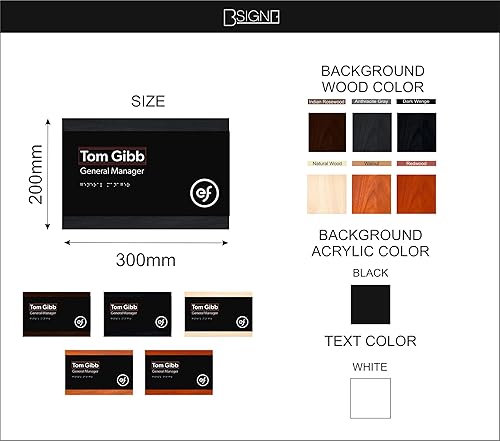 Miniatura 9 de Custom Wood Nameplate Sign & Acrylic Replaceable Name Door Plate "Buro" Design