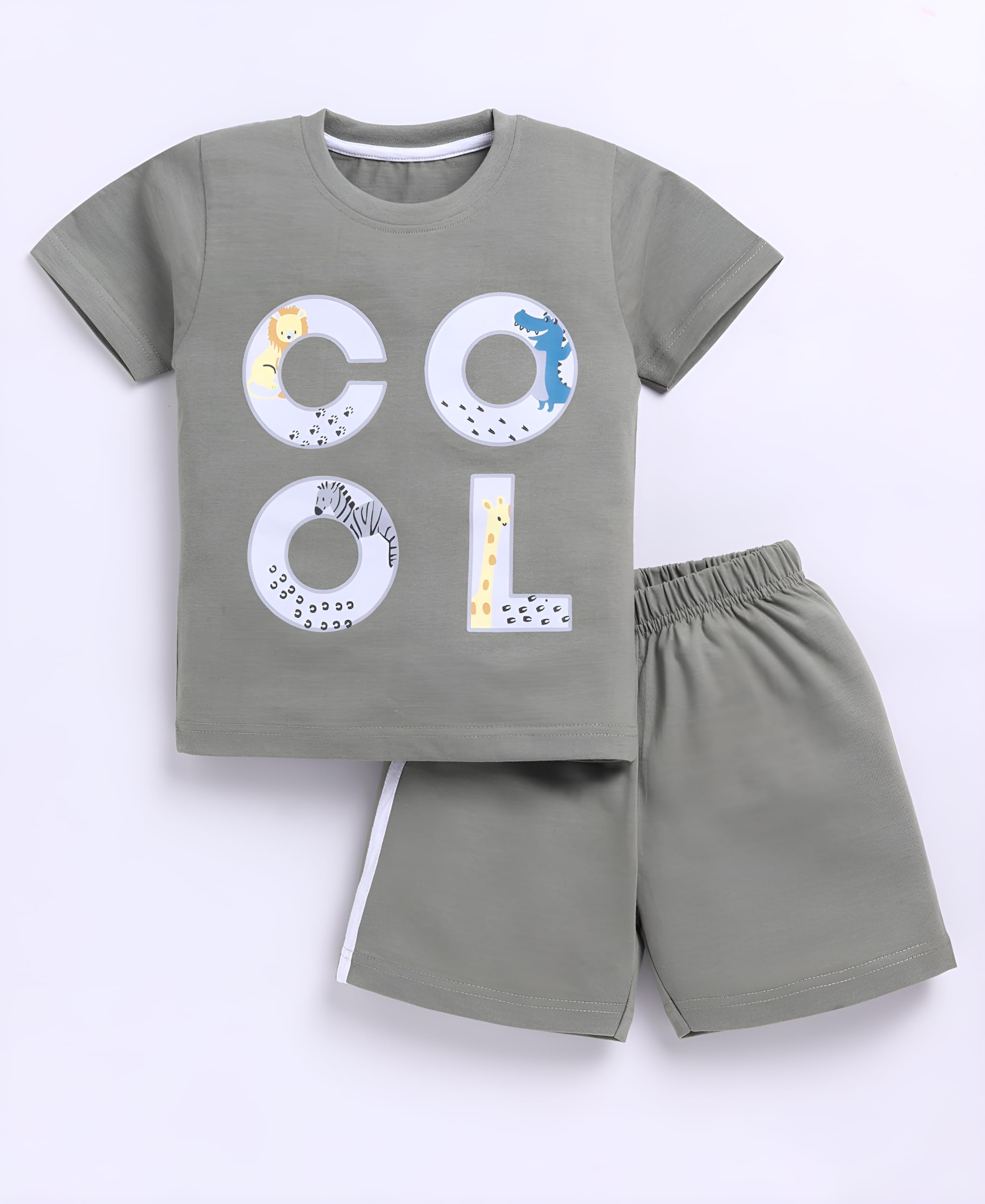 Toonyport Boys 3-Piece Summer T-Shirt and Shorts Set, Ocean Print and Nap Time Graphics, Grey and Light Blue, (Pack Of 3) (18 Months - 24 Months) 3