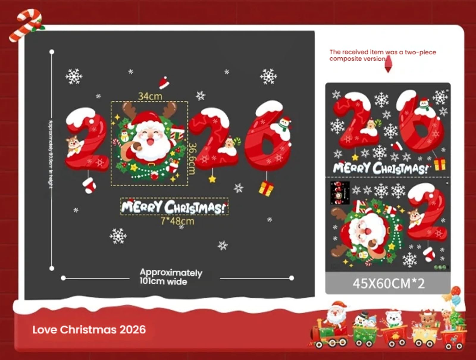 Adesivi per finestre a tema natalizio con motivi di fiocchi di neve e alberi di Natale per decorare vetri per finestre, pareti e rivestimenti.
