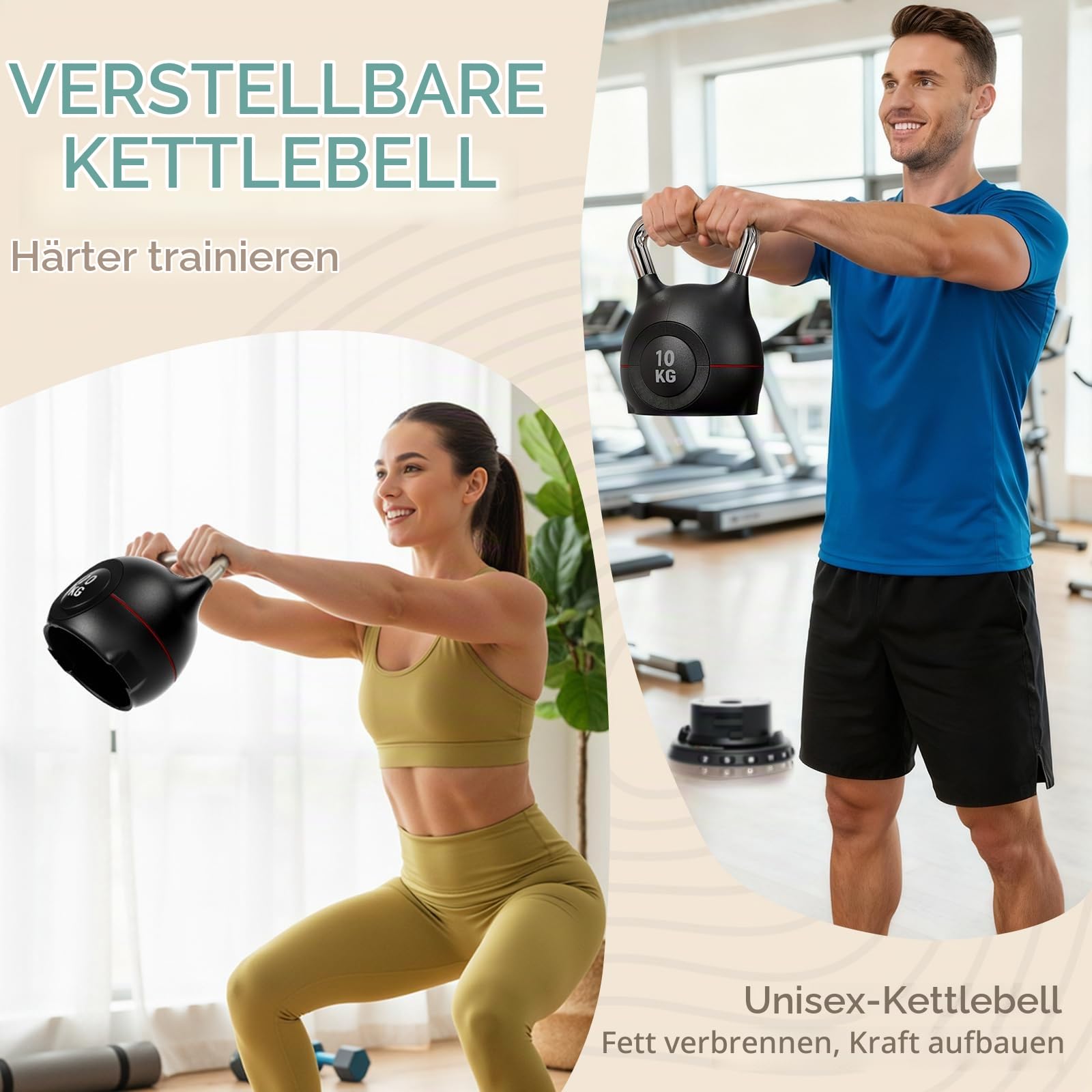 LIFERUN Kettlebell Verstellbare 1.5-10 kg Kugelhantel für Home Gym | Dumbbells 7 in 1 Gewicht Hantel Set für Fitnessgeräte Krafttraining, Kurzhanteln und Sportgeräte