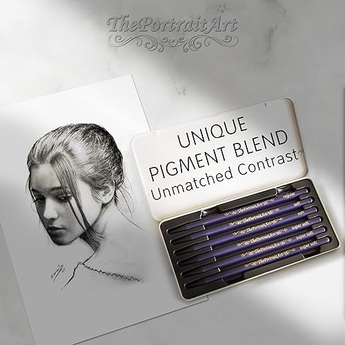 Miniatura 4 de Artist Woodless - Lápices de carbón puro, ultra suaves y oscuros, juego de 6 piezas equivalentes a más de 28 lápices regulares, consistencia suave