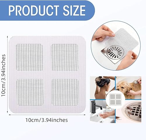 Miniatura 2 de Cubierta de drenaje de ducha desechable, actualización 2026 de 3.94 pulgadas, calcomanías cuadradas para drenaje de drenaje de piso para baño y