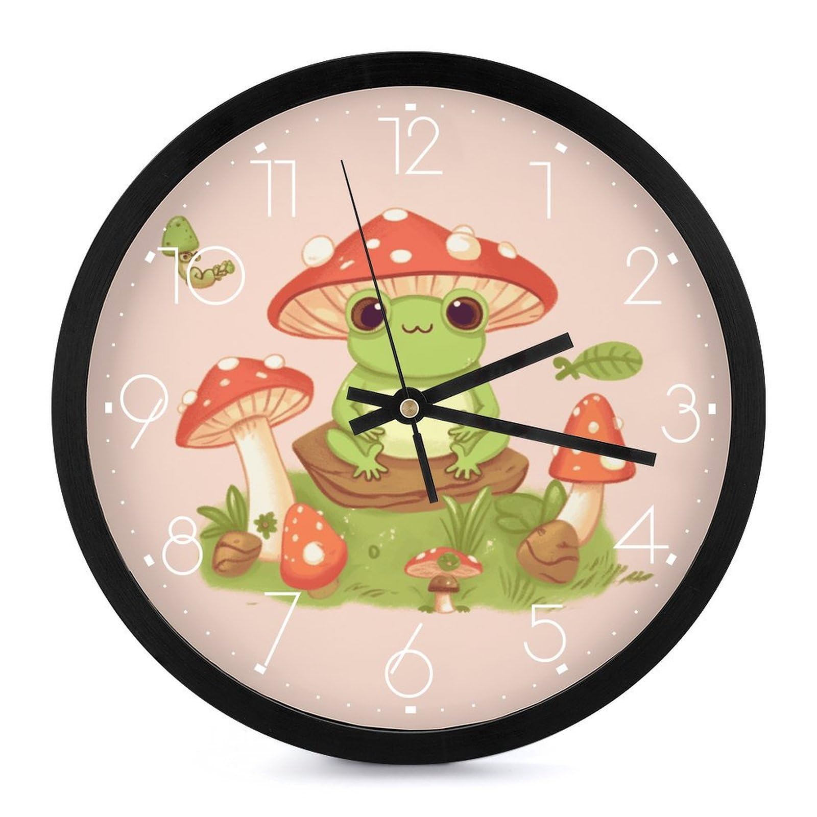 Horloge murale sans tic-tac pour salon déco grenouilles calme