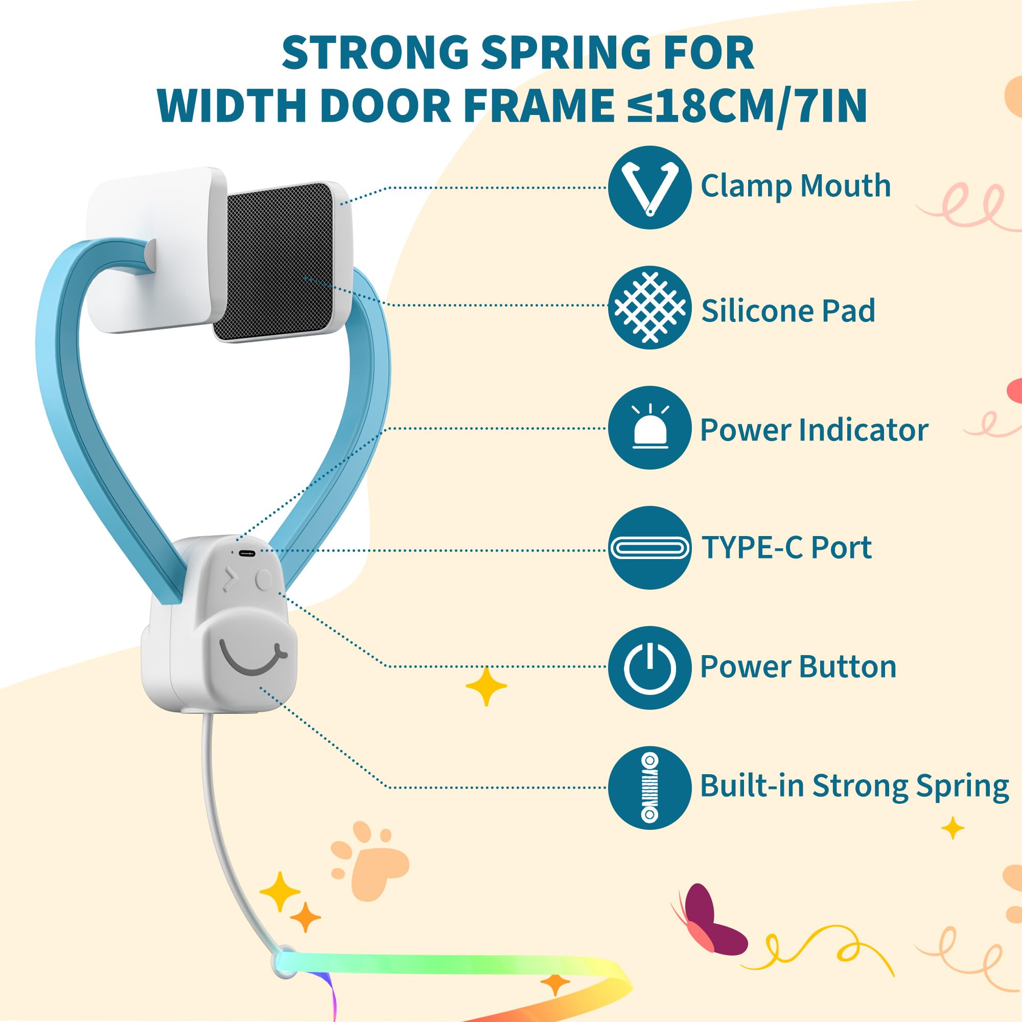 Interactive Cat Toys for Indoor Cats,Automatic String Feather Wand Teaser Enrichment Toy,USB-Rechargeable,Safe Self Play Chase Exercise,Hanging Cat Door Frame Toy for Bored Indoor Adult & Kitten Cats - image 6