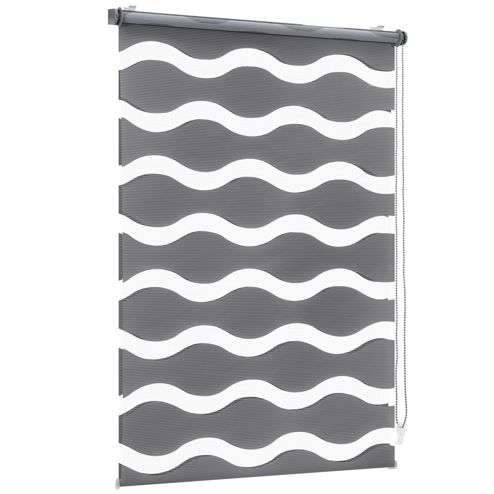 Sekey Doppelrollo Wellen Klemmfix ohne Bohren für Fenster, Doppelrollo 80 cm breit, Duo Rollo Welle Jalousie Sonnenschutz, 80x210cm, Dunkelgrau