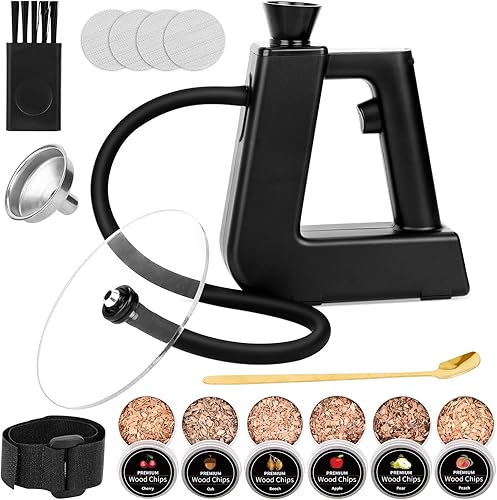 Miniatura 8 de Kit de ahumador de cóctel con antorcha, chips de madera de 6 sabores, kit de bebidaborbonahumador a la antigua, regalos de whisky para hombres,