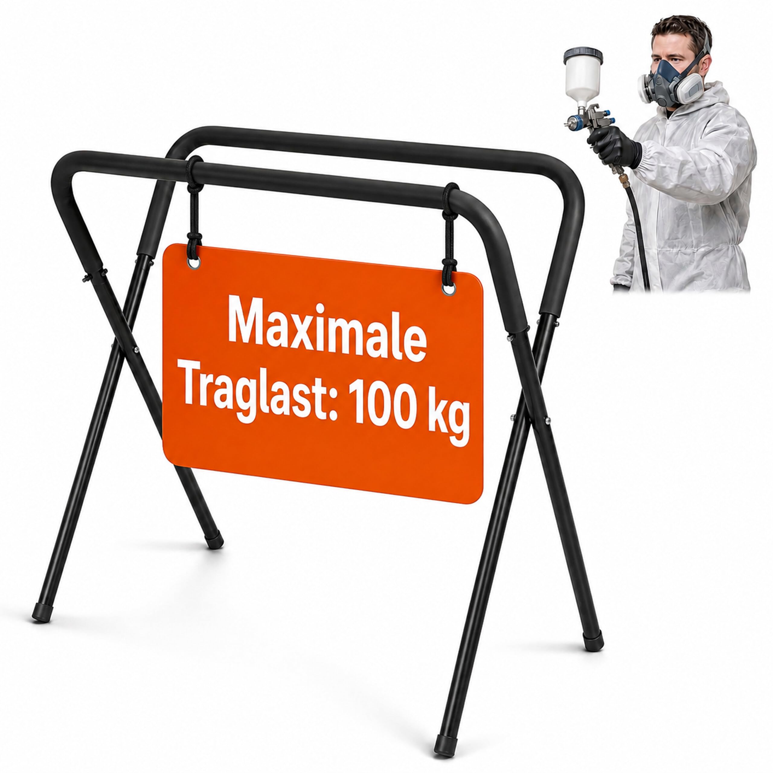 Relaxdays Lackierständer, klappbar, verstellbar, schwarz | H: 80–102 cm, Stahl, 100 kg, KFZ Bock, Windschutzscheibenständer