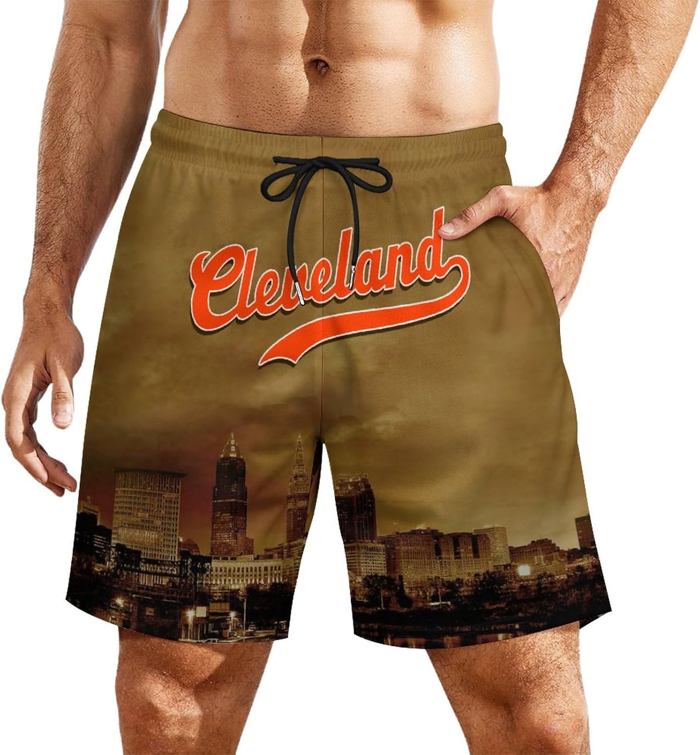 City Night View Men's Shorts Football Fans Gifts Quick Dry Swim Trunks Compression Liner Beach Shorts - Image 6