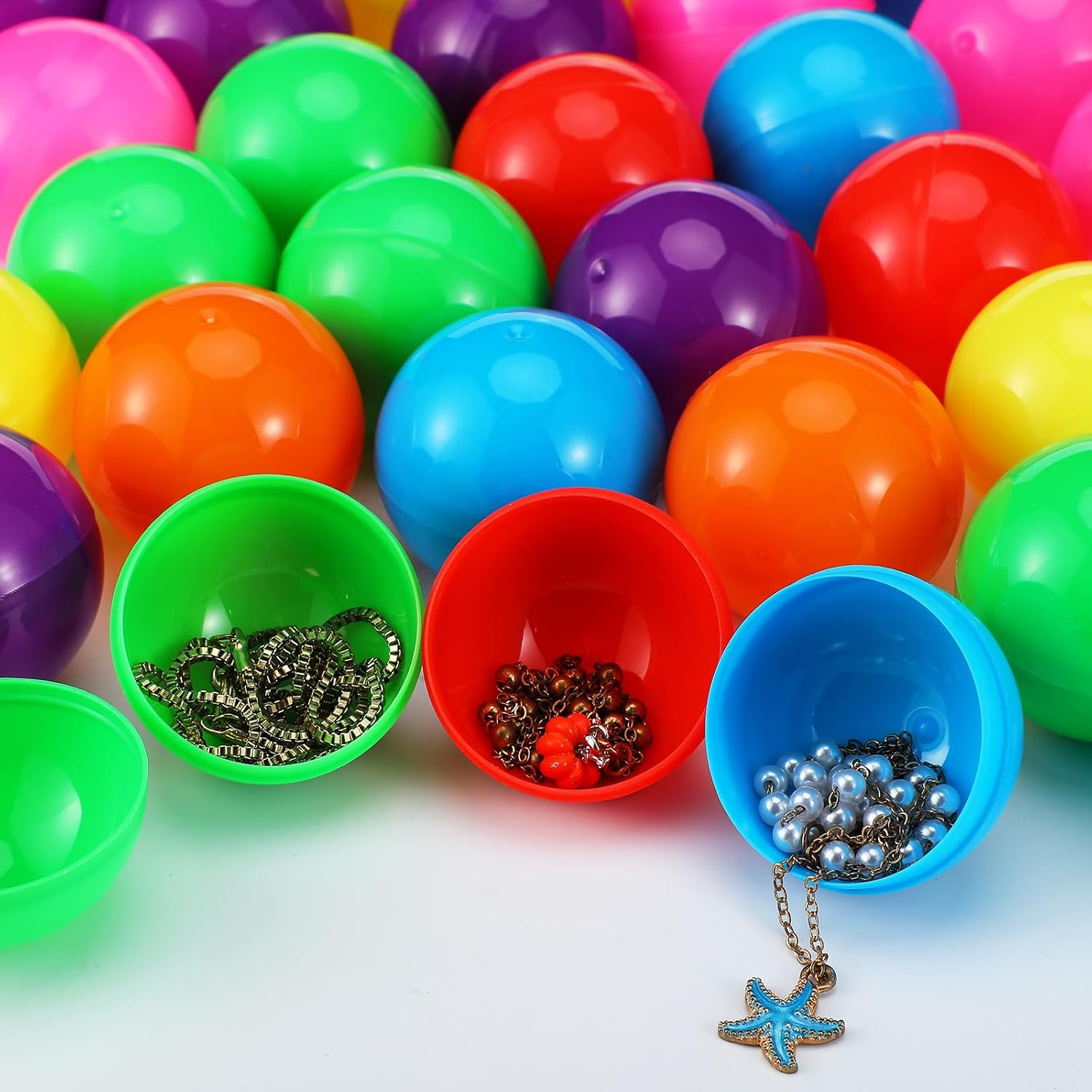 Sosation 50 Pcs 2.95 Inch Gumball Vending Machine Capsules Empty Round Plastic Containers Toy for Prizes Party Favors (Pastel Color)