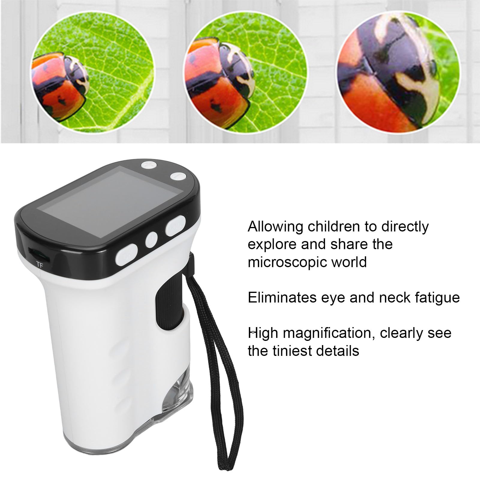 Cámara de Microscopio Digital de Mano, Microscopios de Bolsillo 1080P para Adultos y Niños con Iluminación LED, Pantalla LCD de 2,4 Pulgadas, Compatible con Vista de PC en Tiempo