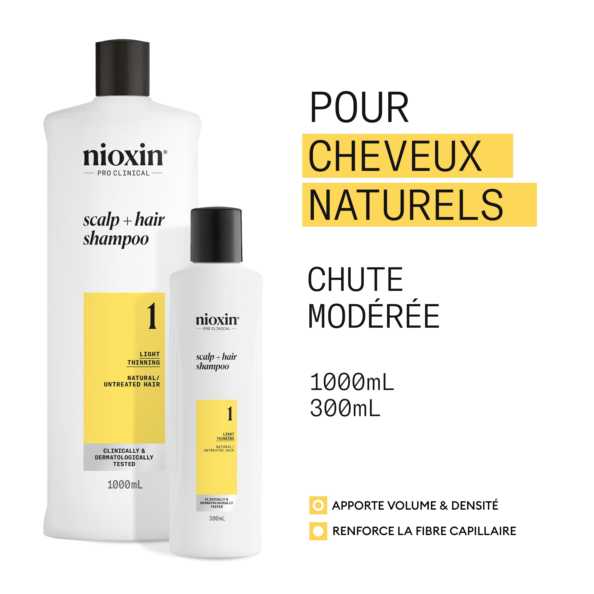 NIOXIN System 1 - pour Cheveux Naturels, Chute Modérée - Kit/Shampoing/Après-Shampoing/Soin pour Cuir Chevelu