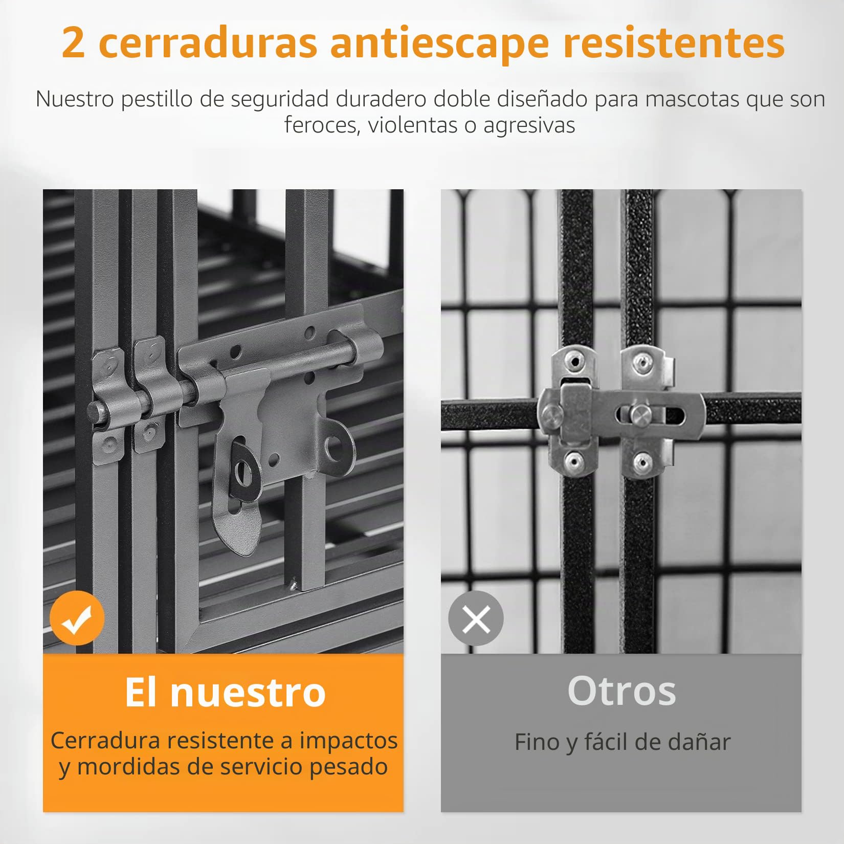 BingoPaw Jaula Perro Grande: XL Jaulas para Perros de Alta Resistencia Casa Interior Exterior Dog Crate Transporte con 4 Ruedas, 3 Puertas con Cerradura y Banjeja Extraible, 107x77.5x88.5cm