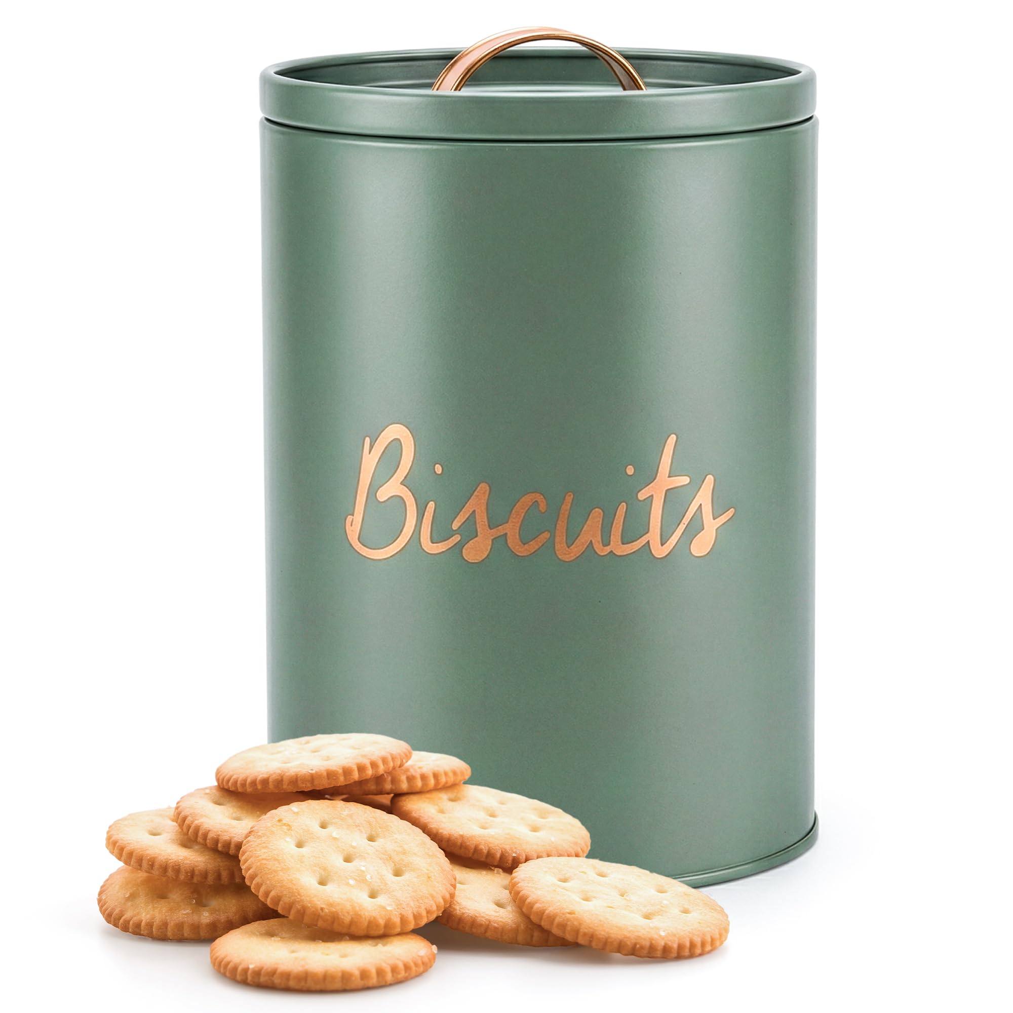 Winsome Ivy Round Biscuit Barrel | 2.7 Litre Biscuit Tin | Airtight Biscuit Container With Lids | Ivy Enamel Coating For Keeping Your Cookies Fresh & Protected(Ivy Round)