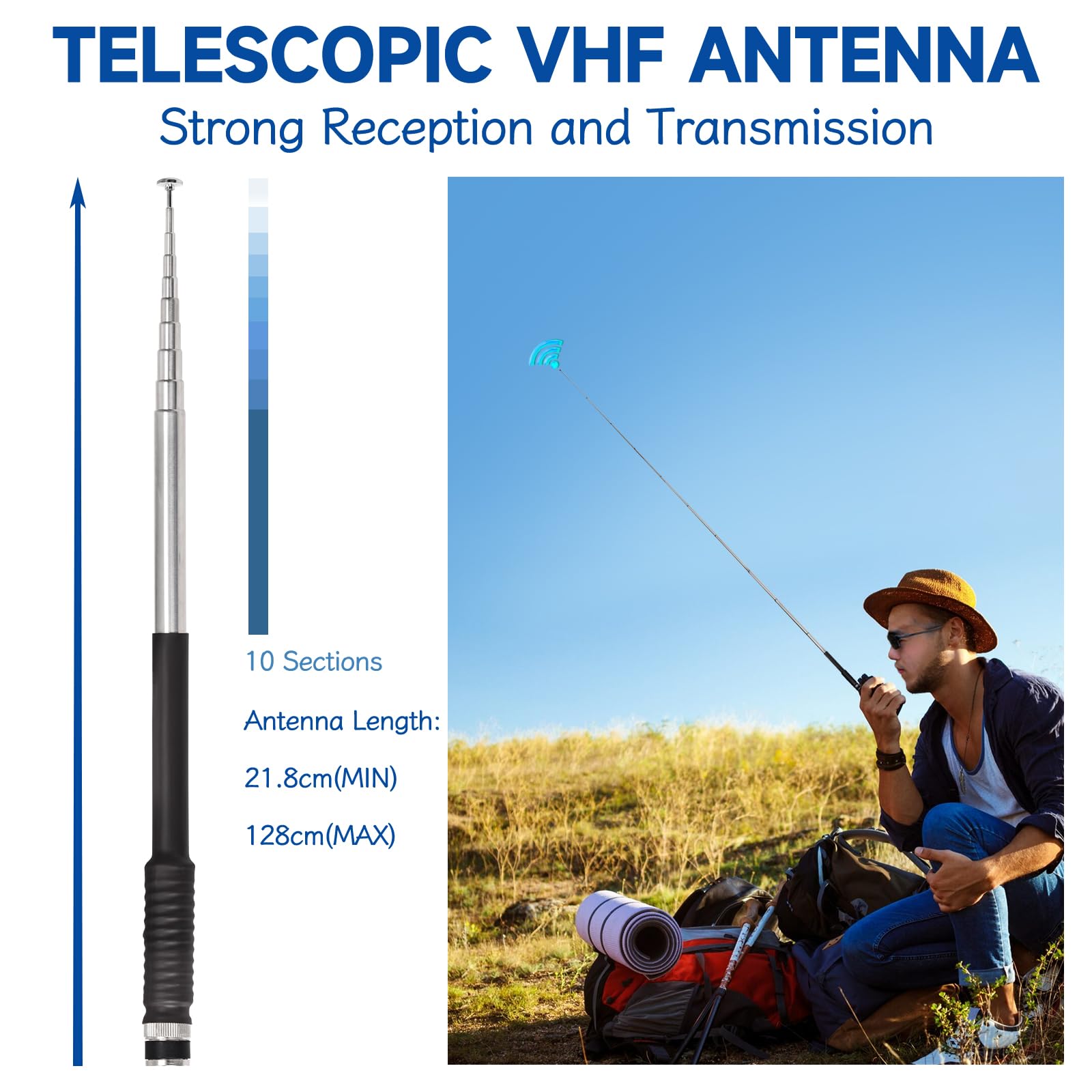 Antenna Telescopica Bingfu 10 Sezioni Per Radio VHF | Connettore BNC | Compatibile Con Baofeng E Radioamatori - Foto 10