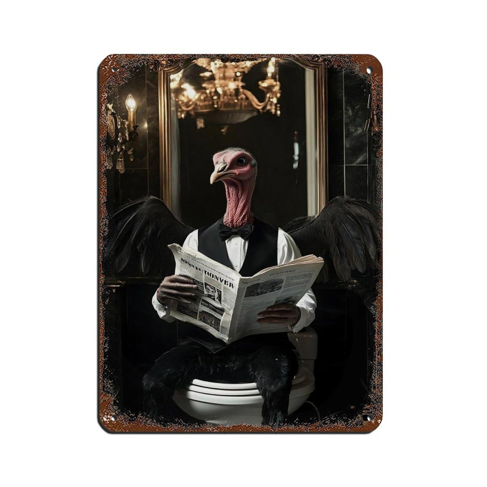 Humorous Bird Reading Newspaper Poster Tin Sign Vintage Metal Pub Club Cafe Bar Home Wall Art Decoration Poster Retro 12x16inch(30x40cm)