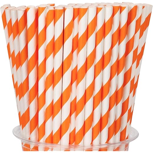 Biodegradable Orange Paper Straws 25 pcs