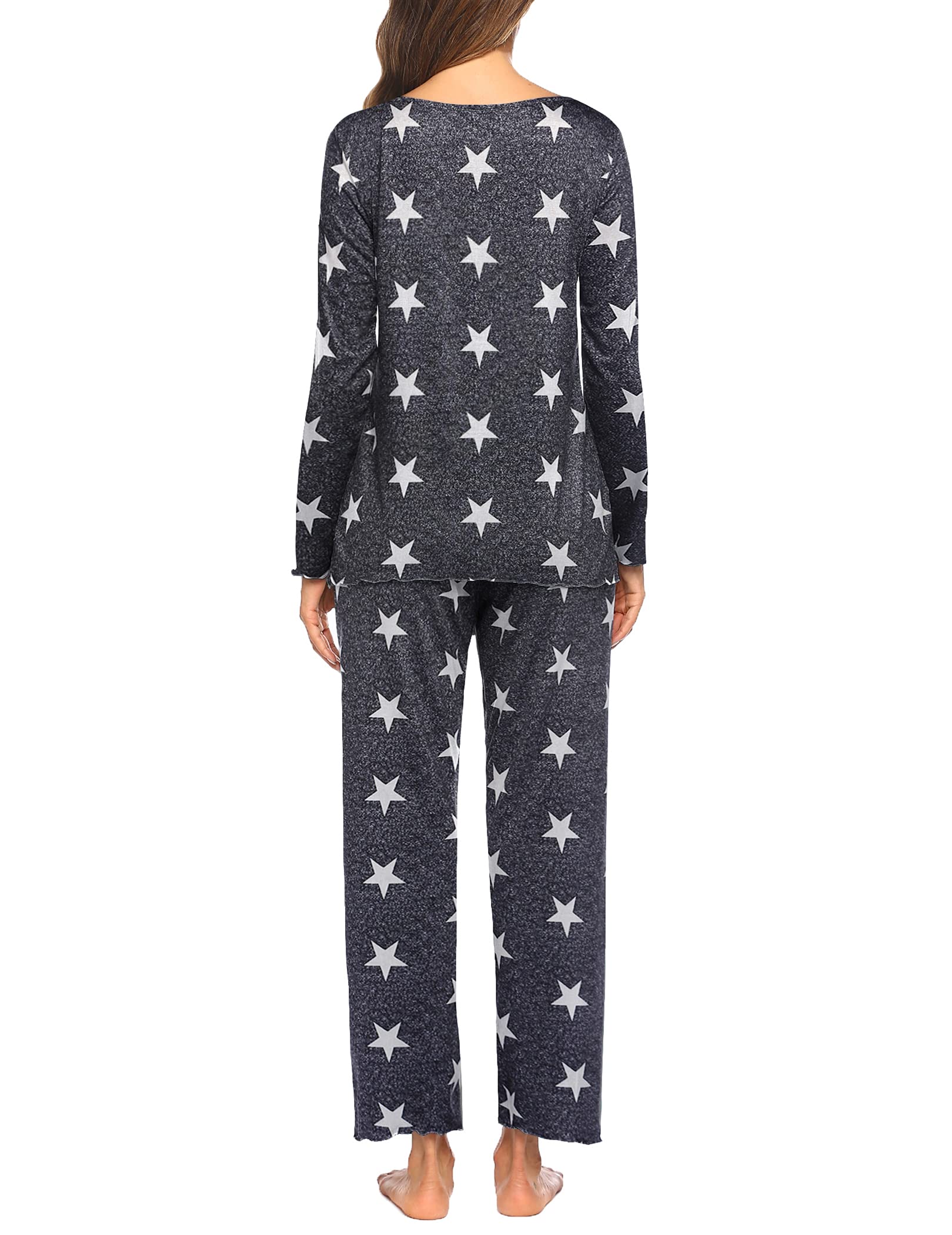 MAXMODA Pigiama Donna Pigiami Due Pezzi Maglietta Manica Lunga e Pantalone Lungo S-XXL