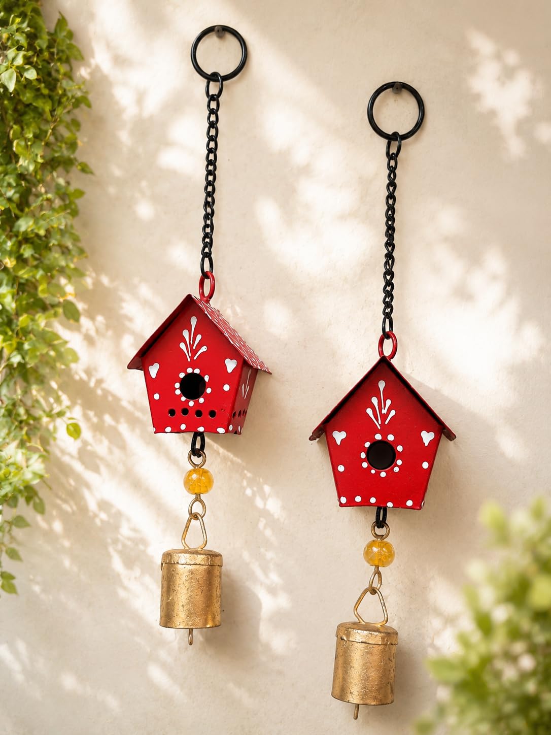 Rustic Hut Wall Hanging - Handpainted Bells -1 Rustic Hut Wall Hanging - Handpainted Bells -1