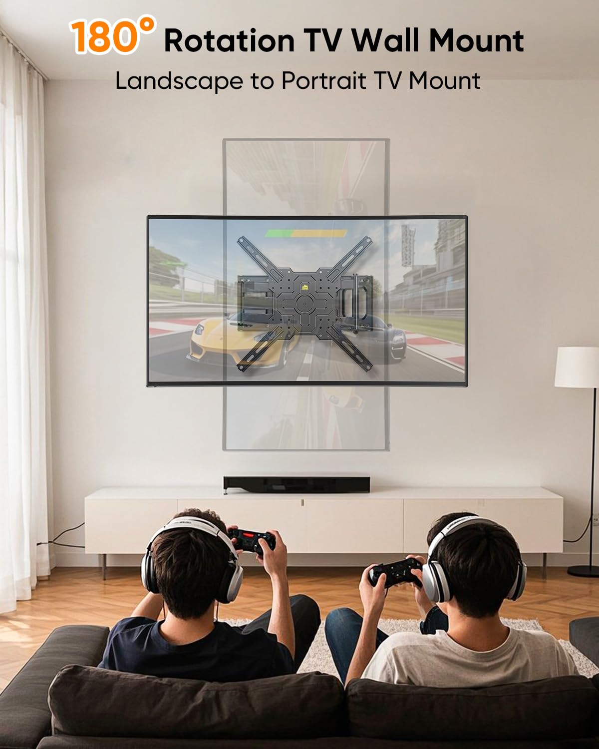 FORGING MOUNT Supporto TV ad angolo con braccio lungo 25", orientabile e orientabile, resistente, per schermi da 26 a 65 pollici, carico 34,9 kg, VESA max 400 x 400 mm, adatto per perno da 16 ''
