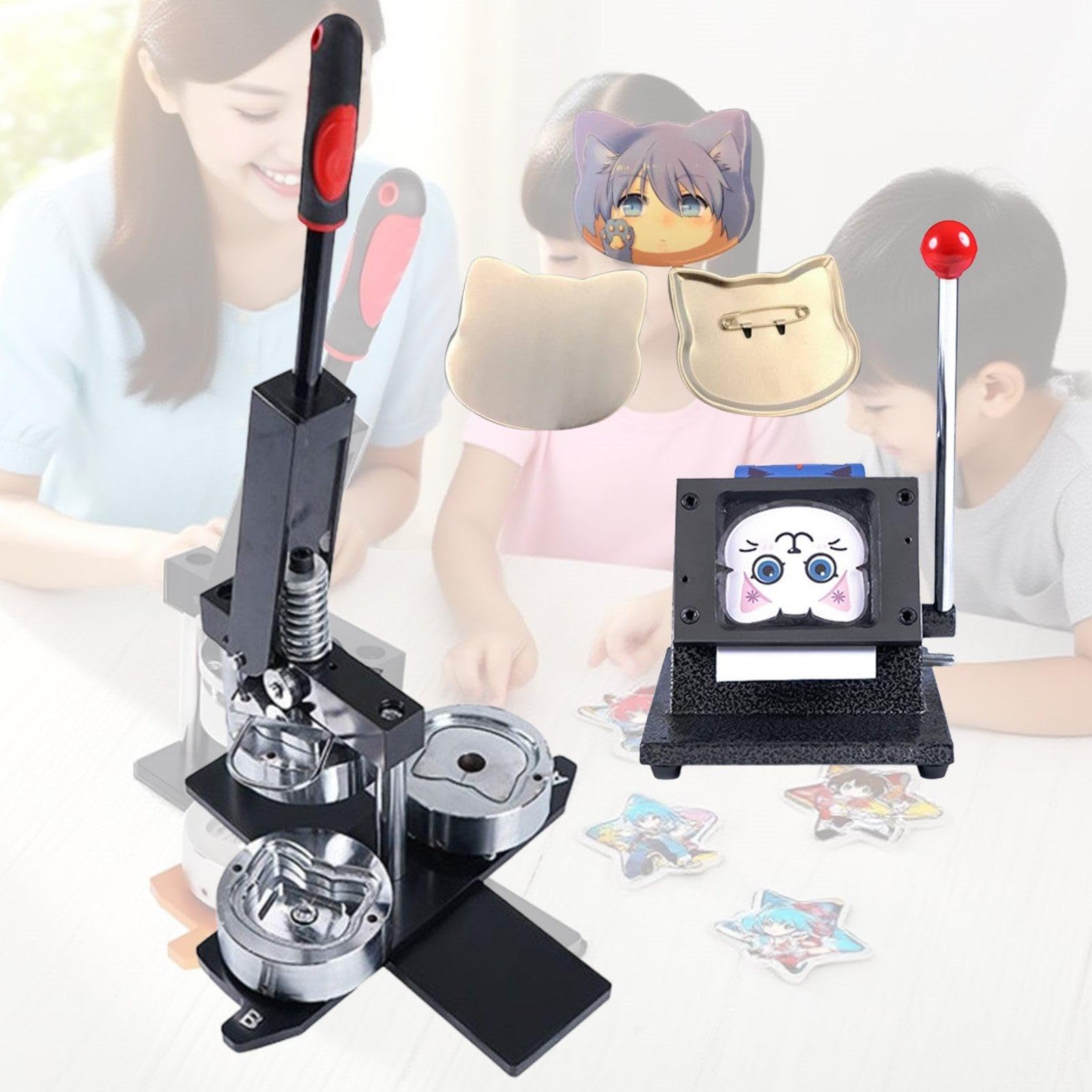 Zykuosus DIY Badge Maker Kit with Press, Cutter, and 100 Crafting Sets For alized Badges