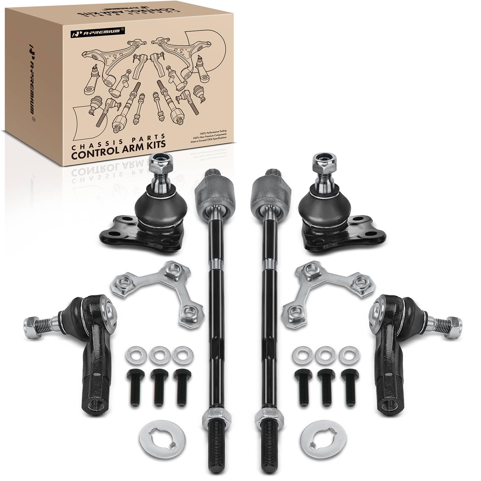 Frankberg 4x Rotule de Direction + 2x Rotule de Suspension Avant Compatible avec A3 Leon Toledo II O.c.t.a.v.i.a I B.o.r.a Golf IV New Beetle Remplacer# 1J0422803B 1J0422804B