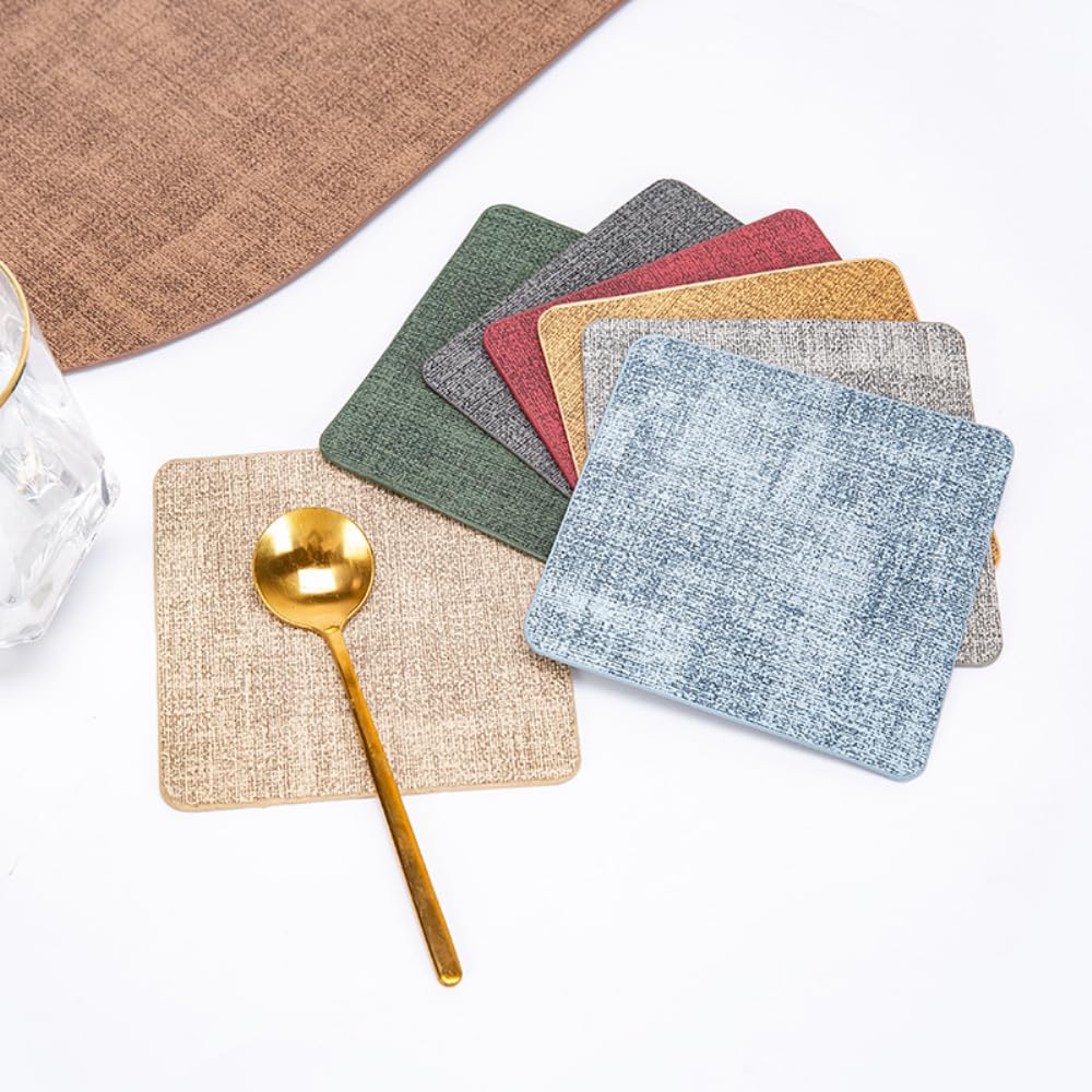 Set di 6 sottobicchieri quadrati - Nero - Pelle Ruvida