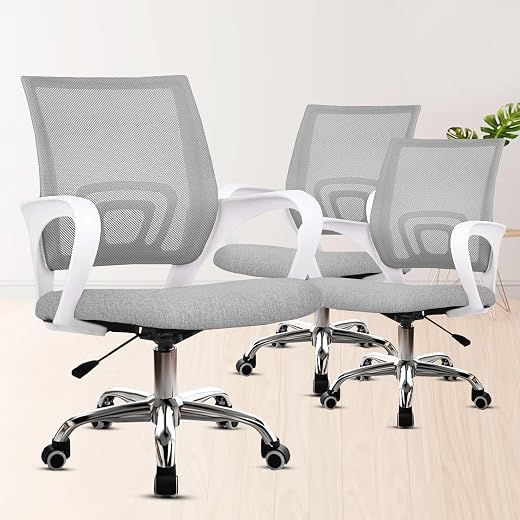 Casa Copenhagen (Pack of 3 Ergonomic Desk Mesh Computer Chair with Lumbar Support Armrest Executive Rolling Swivel Adjusta...