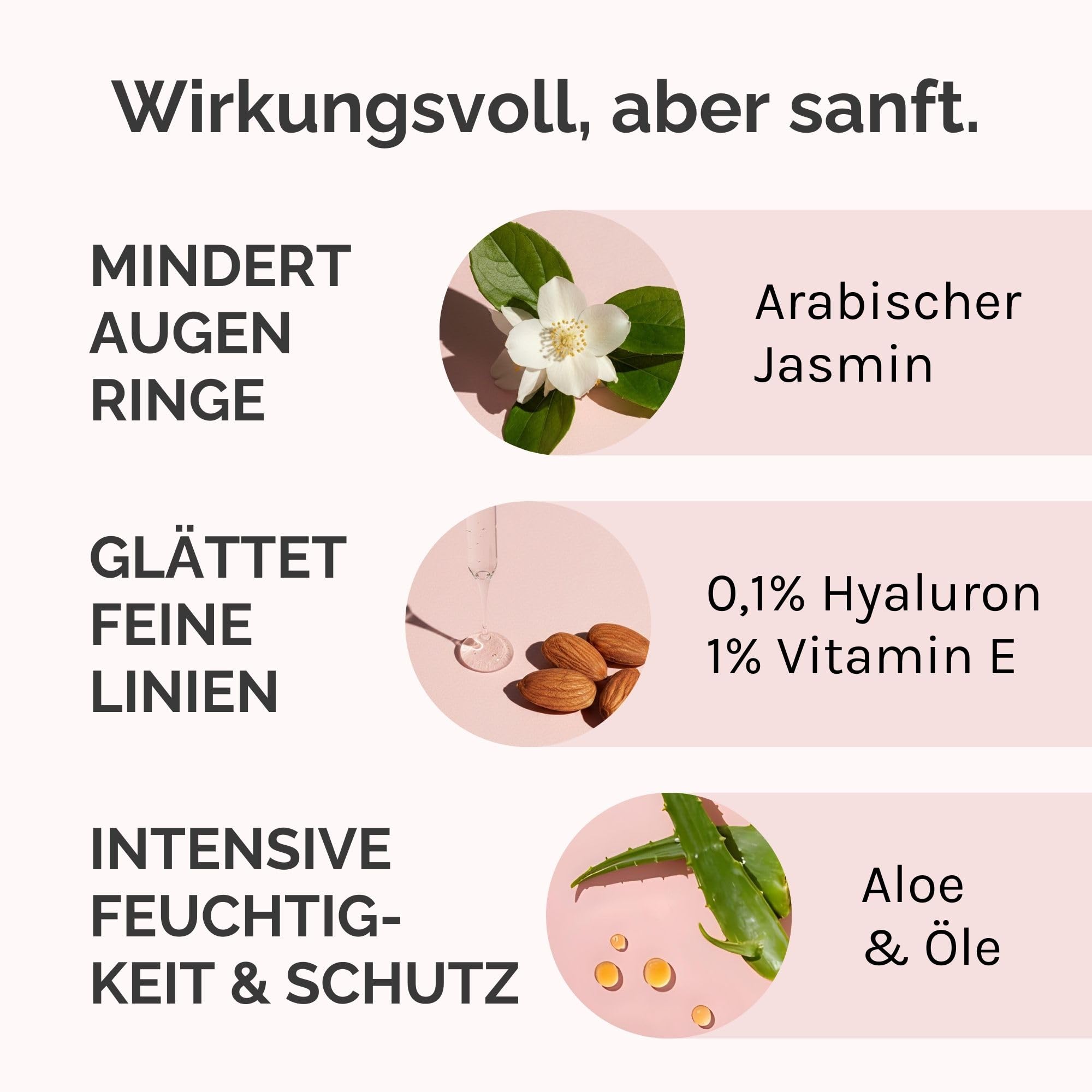 Jasmin Salbe für Augen - LENEVIN Augencreme gegen Falten und Augenringe entfernen - Testsieger F.A.Z. 2025 - Bio Aktiv Jasminsalbe - Frauen und Männer, 1% Vit. E - 0,1% Hyaluron, sensible, reife Haut