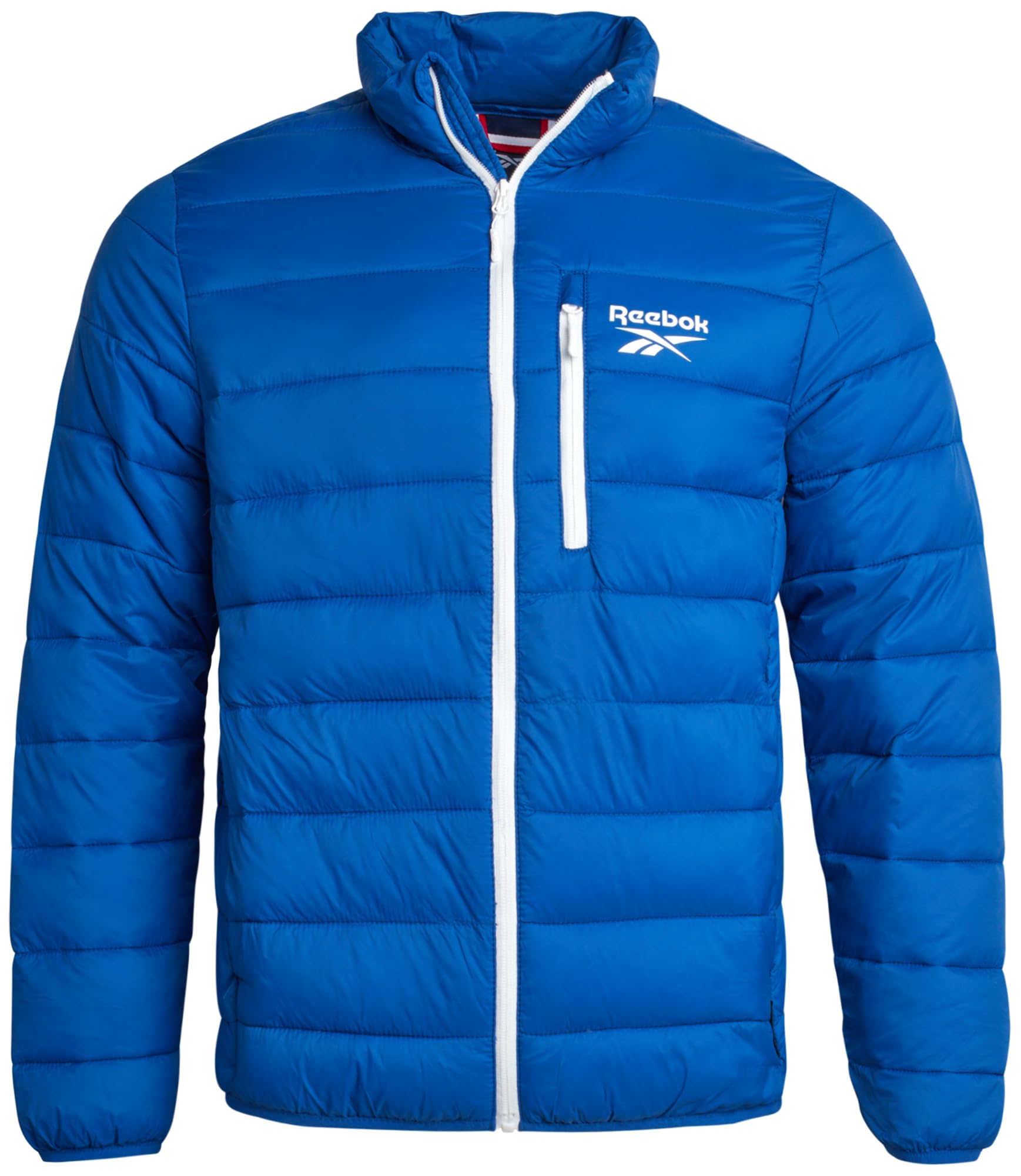 Reebok Mens Winter Jacket - Windproof Water Resistant Quilted Winter Coat - Lightweight Insulated Puffer Jacket for Men, Vector Blue, L